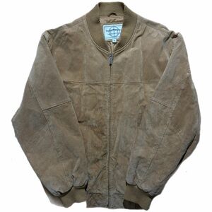 Boston Harbour Leather Jacket Mens XL Brown Bomber Full Zip Ribbed Collar Lined